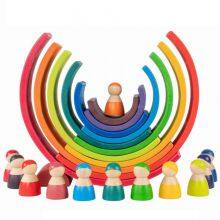 Educational Grimms Natural Wooden Stacking Toys Large Rainbow Building Blocks for Kids thumbnail-3
