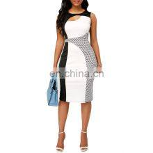 Wholesale Custom Brand Female Slim Fit Pencil Round Neck Sleeveless Party Formal Ladies Office Dress S-5XL thumbnail-2
