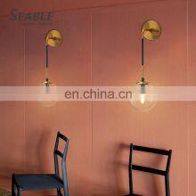 Wholesale Decoration Indoor Glass Metal Bronze Smoke Grey Bedroom Living Room Modern Wall Lamp thumbnail-3