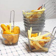 Fried Food Table Serving Chrome Rectangular Chips Fry Basket French Fries Basket Square Mini Frying Basket thumbnail-5