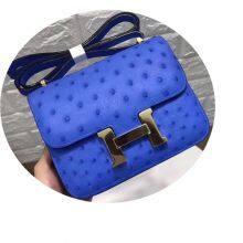 Ostrich Leather Women's Bag Leather Stewardess Bag Kangkang Fashion Tofu Small Square Bag 18 19 Shoulder Messenger Casual Women's Bag thumbnail-5