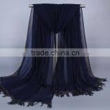 Hot Selling Rhinestone Fixed Islamic Muslim Women Tassel Chiffon Scarf thumbnail-2