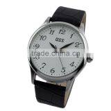 ESS Men's Classic Black Leather White Quartz Wrist Watch