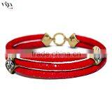 Sting Ray Men Bracelet Exotic Leather Jewelry Rhombus Clasp Triple Leather Bracelet thumbnail-6