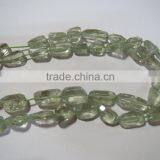 Green Amethyst Faceted Nuggets Natural Gemstone Beads thumbnail-1