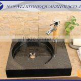 Polished Granite Lavabos Stone Wash Basin With Black Color Countertop Plate