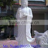Guanyin Female Buddha Statue White Marble Stone Hand Carving Sculpture For Pagoda, Cave, Temple No 57
