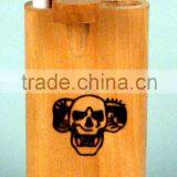 Cedar Wood Smiley Face Dug Out Pipe thumbnail-2