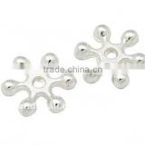 Zinc Alloy Beads Spacers, with Rhinestone and One Holes, Silver Color, Snowflake, about 10x2.5mm, hole: 1.5mm(PALLOY-Q063-S)