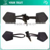 Black Leather Cotton Yarn Twist Cord Rhodium Metal Coat Leather Toggle Buttons thumbnail-3