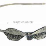 2015 Stamped Leaf Headband With Clear Glass Stone thumbnail-1