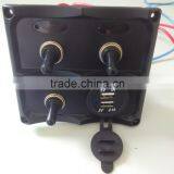 Marine Electric Black 2-Row 3 Gang Compact LED Toggle Switch Panel Dual USB Socket thumbnail-2