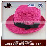 Cheap Colorful Straw Fedora Hats for Children thumbnail-5