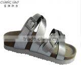 2016 New Style Women Cork Slipper Silver Luster With Hasps Fashion Cork Slipper