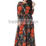 2016 New Spring Couture High-end Big Long Sleeved Printed Chiffon Dress thumbnail-6