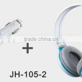 New Hot Selling In-car Wireless Audio System Headphones With FM Transmitter Charger and Mount for Ipad/iphone JH-105-2
