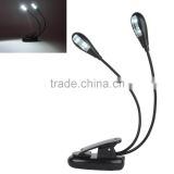 2016 Flexible 2 Dual Arms Clip On 4 LED Light for Book Reading Tablet Lamp