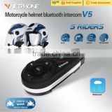 High quality V5 Motorcycle Accessories Bluetooth Intercom for 5riders 1200m full duplex talking same time
