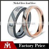 Vintage Engrave High Polished 316L Stainless Steel Wedding Band Ring for Lovers thumbnail-1