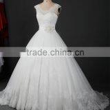 RSW912 Wholesale Scoop Neckline Vintage Lace Wedding Dresses 2016 With Belt Bridal Ball Gown Wedding Gown thumbnail-2