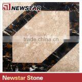 Newstar Black And Gold Marble Waterjet Floor Medallion Tile For Sale Mosaic thumbnail-3