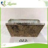 China Supplier Decoration Wooden Design Outdoor Garden Metal Bark Flower Pot for 2017 Square Metal Bark Flower Pot thumbnail-2