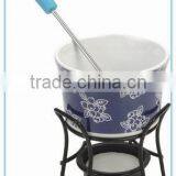 Ceramic Cheese Fondue Set With Stand With Green Color Cheese Press thumbnail-3