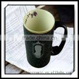 Stoneware Matt Black Color Ceramic Mug /embossed Logo Print /350 ml / 12 Oz Matte Black Coffee Mug thumbnail-2