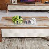 Simple Style Rose Golden Coffee Table Set With Drawer