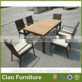 2014 New Patio Outdoor Garden Rattan Teakwood Dining Table thumbnail-1
