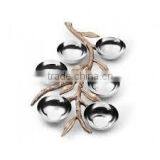 Stainless Steel & Brass Leaf Design Metal Bowl thumbnail-1