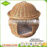 Natural Wicker Woven Crafts Indoor Dog Cat House Basket With Softy Cushion thumbnail-4