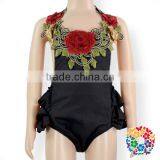 Wholesale Fashion Design Baby 3D Rose Flower Halter Bodysuit Backless Custom Made Rompers thumbnail-4