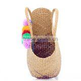 Seagrass Women Handbag With Pom Pom thumbnail-4