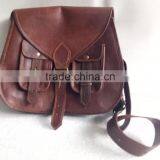High Quality Handmade Vintage Pure Goat Leather Satchel Bag thumbnail-1