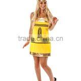 Women's Yellow Crayon Fancy Dress Costume thumbnail-1