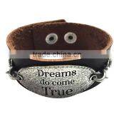 English Words Logo Bracelets,alloy Charm Leather Cuff Bracelet,unique Jewelry Gifts Bracelets thumbnail-1