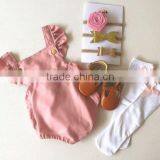 Boutique Style Newborn Baby Clothes Infant Plain Blue Bodysuit Baby Cotton Frocks Designs Toddler Romper thumbnail-2