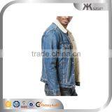 Quilted Lining Light Blue Heavy Denim Sherpa Jacket Men thumbnail-3
