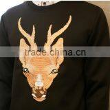 Fashion Deer Embroidery Black Designer Tshirt With Long Sleeves Sweatshirt thumbnail-2