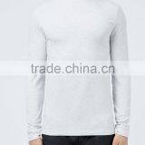Mens Light Grey Casual t Shirts Turtle Neck Blank T-shirt Long Sleeve Cotton t Shirts thumbnail-2