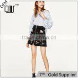 2017 OEM Spring Flowers-embroidered A Line Skirt With Metallic Details thumbnail-1