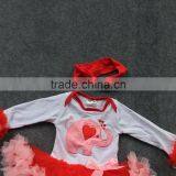 2016 New Valentine's Day Baby Girls Heart Elephant Red Ruffle Infant Romper Kids Wear Hot Sell With Matching Headband Sets thumbnail-2