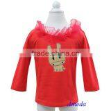 Red Ruffles Chiffon Collar Year of Horse Red Long Sleeves Top 1-7Y thumbnail-1