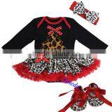Baby Xmas Black Red Leopard Tree Long Sleeves Bodysuit Pettiskirt Headband Crib Shoes NB-18M thumbnail-1