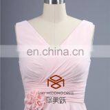 Lovely SHMY-B008 V-Neck and V-Back Knee Length Pink Chiffon Bridesmaid Dress thumbnail-2