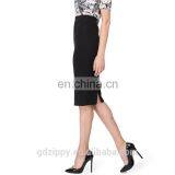 Black Knee Length Fitted Mature Women Skirt thumbnail-3