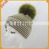 2017 Merino Wool Knitted Beanie Hat Winter Hats Women thumbnail-1