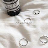 4PCS/Set Fashion Jewelry Black Bead Ripple Hollow Silver Rings For Women Knuckle Joint Ring Set thumbnail-4