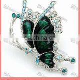 Green Enamel Rhinestone Butterfly Jewelry Brooch thumbnail-1